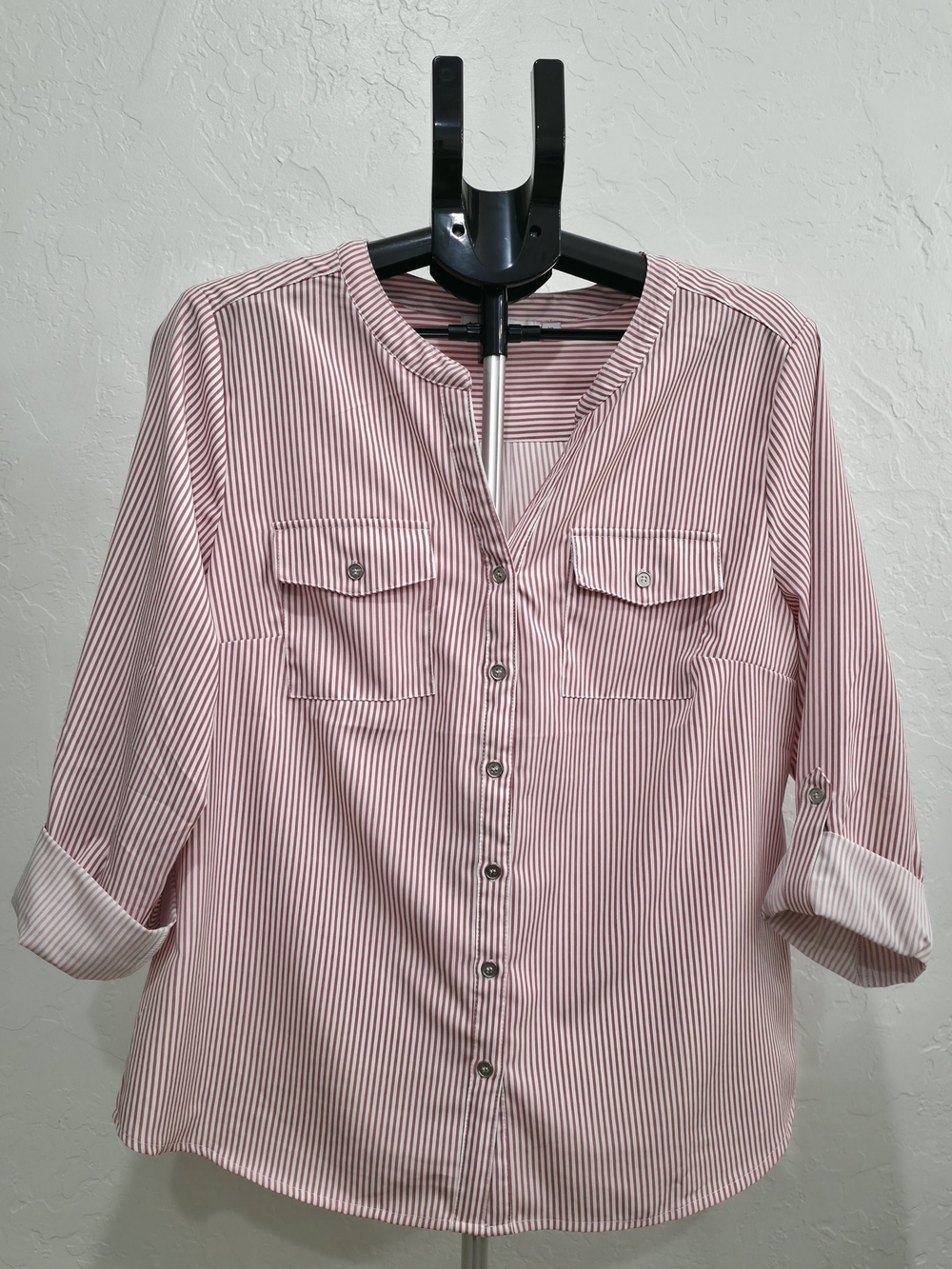Striped Pink Button-Front Crop Top